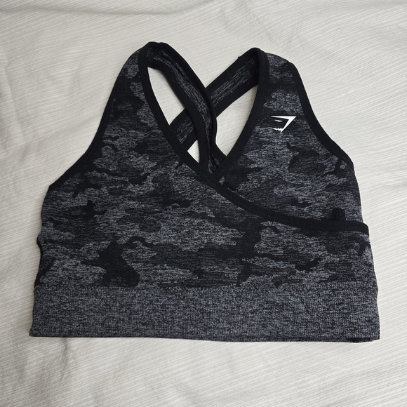 Gymshark Charcoal Camo Sports Bra - Picture 1 of 5